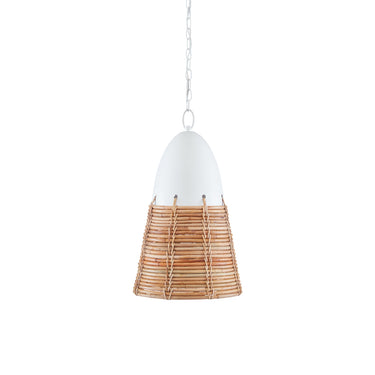 Currey & Company 9000-0840 Arundo Pendant in Gesso White Paint/Natural Rattan 3