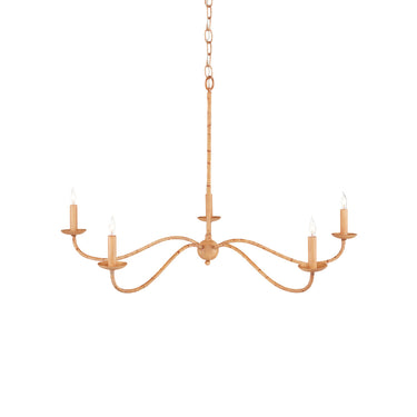 Currey & Company 9000-0848 Saxon Rattan Small 5 Light Chandelier in Painted Rattan/Natural Rattan 3