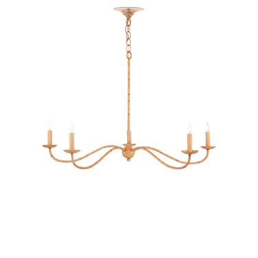 Currey & Company 9000-0848 Saxon Rattan Small 5 Light Chandelier in Painted Rattan/Natural Rattan 5