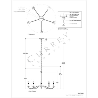 Currey & Company 9000-0848 Saxon Rattan Small 5 Light Chandelier in Painted Rattan/Natural Rattan 8