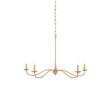 Currey & Company 9000-0848 Saxon Rattan Small 5 Light Chandelier in Painted Rattan/Natural Rattan 1