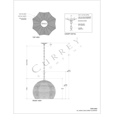 Currey & Company 9000-0864 Octavia 1 Light Pendant in Whitewash 13