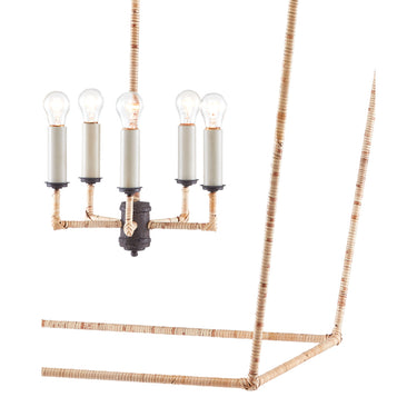 Currey & Company 9000-0871 Denison Rattan Grande 5 Light Lantern in Mole Black/Natural Rattan 2