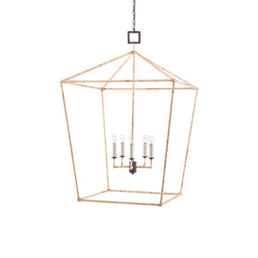 Currey & Company 9000-0871 Denison Rattan Grande 5 Light Lantern in Mole Black/Natural Rattan 3