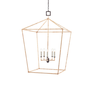 Currey & Company 9000-0871 Denison Rattan Grande 5 Light Lantern in Mole Black/Natural Rattan 1