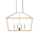 Currey & Company 9000-0874 Denison Rattan Rectangular 6 Light Lantern in Mole Black/Natural Rattan 5