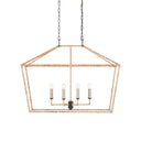 Currey & Company 9000-0874 Denison Rattan Rectangular 6 Light Lantern in Mole Black/Natural Rattan 1