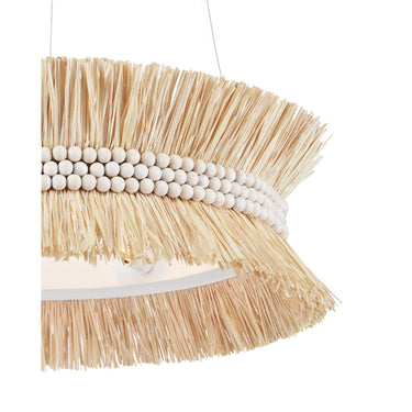Currey & Company 9000-0875 Seychelles 6 Light Chandelier in Sugar White/Natural Raffia 2
