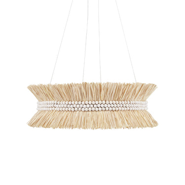 Currey & Company 9000-0875 Seychelles 6 Light Chandelier in Sugar White/Natural Raffia 3