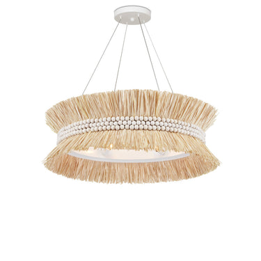 Currey & Company 9000-0875 Seychelles 6 Light Chandelier in Sugar White/Natural Raffia 4