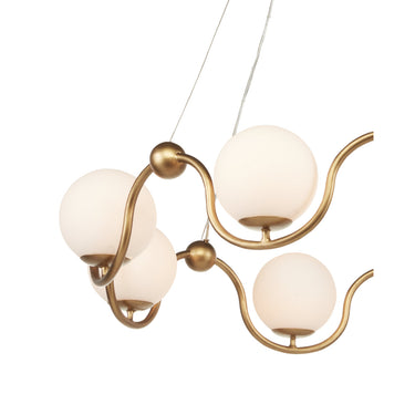 Currey & Company 9000-0878 Equilibrium 8 Light Chandelier in Antique Brass/White 2