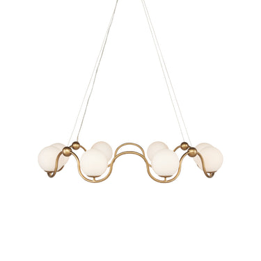 Currey & Company 9000-0878 Equilibrium 8 Light Chandelier in Antique Brass/White 3