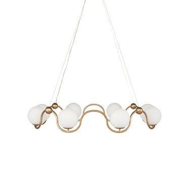 Currey & Company 9000-0878 Equilibrium 8 Light Chandelier in Antique Brass/White 4