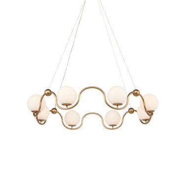 Currey & Company 9000-0878 Equilibrium 8 Light Chandelier in Antique Brass/White 1