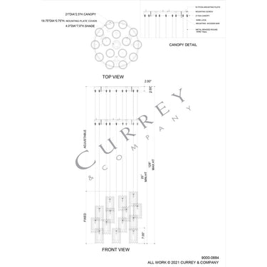 Currey & Company 9000-0884 Escenia Round 15-Light Multi-Drop Pendant in Natural/Painted Silver 7