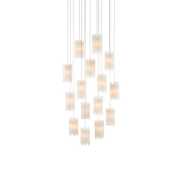Currey & Company 9000-0884 Escenia Round 15-Light Multi-Drop Pendant in Natural/Painted Silver 1
