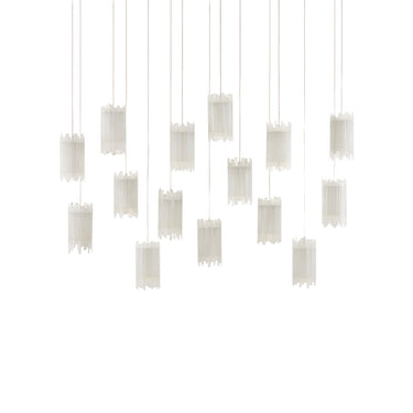 Currey & Company 9000-0885 Escenia Rectangular 15-Light Multi-Drop Pendant in Natural/Painted Silver 5
