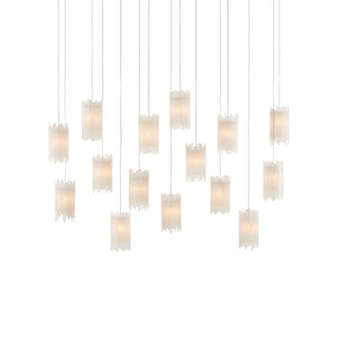 Currey & Company 9000-0885 Escenia Rectangular 15-Light Multi-Drop Pendant in Natural/Painted Silver 1