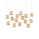 Currey & Company 9000-0892 Daze Rectangular 15-Light Multi-Drop Pendant in Antique Brass/White/Painted Silver 1