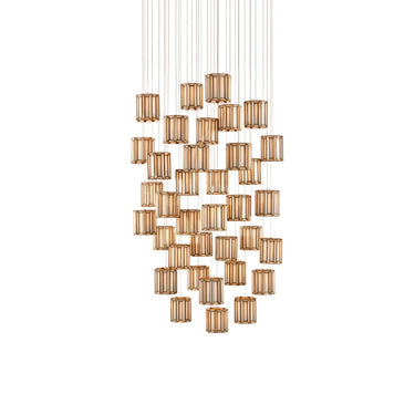 Currey & Company 9000-0894 Daze 36-Light Multi-Drop Pendant in Antique Brass/White/Painted Silver 1