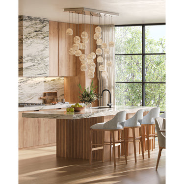 Currey & Company 9000-0897 Lazio 7-Light Multi-Drop Pendant in Natural/Painted Silver 7