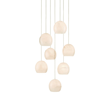 Currey & Company 9000-0897 Lazio 7-Light Multi-Drop Pendant in Natural/Painted Silver 1