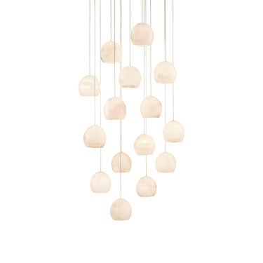 Currey & Company 9000-0898 Lazio Round 15-Light Multi-Drop Pendant in Natural/Painted Silver 1