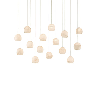 Currey & Company 9000-0899 Lazio Rectangular 15-Light Multi-Drop Pendant in Natural/Painted Silver 1