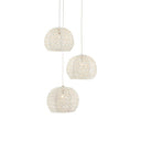 Currey & Company 9000-0910 Piero 3-Light Multi-Drop Pendant in White/Painted Silver 1