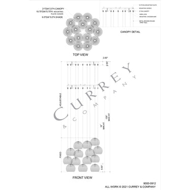 Currey & Company 9000-0912 Piero Round 15-Light Multi-Drop Pendant in White/Painted Silver 5