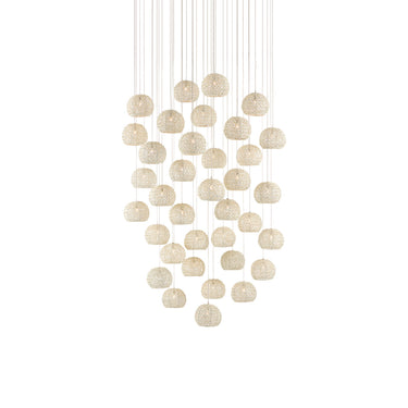 Currey & Company 9000-0915 Piero 36-Light Multi-Drop Pendant in White/Painted Silver 1