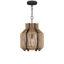 Currey & Company 9000-0922 Mali 1 Light Pendant in Satin Black/Khaki/Kraft Paper Twine 6