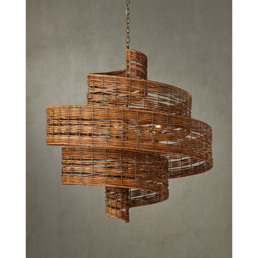 Currey & Company 9000-0925 Saisei Grande 5 Light Chandelier in Khaki/Natural Rattan 7