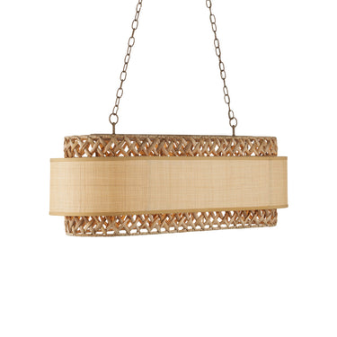 Currey & Company 9000-0927 Isola 6 Light Chandelier in Khaki/Natural Water Hyacinth 1