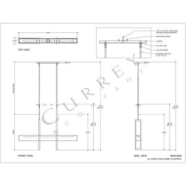 Currey & Company 9000-0929 Tonbridge 3 Light Linear Chandelier 8