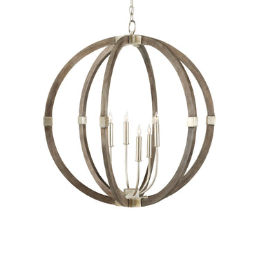 Currey & Company 9000-0941 Bastian Orb 6 Light Chandelier in Chateau Gray/Contemporary Silver Leaf 3
