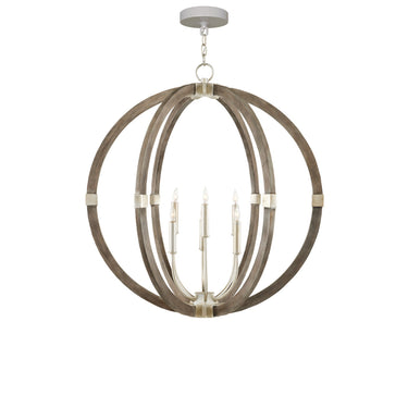 Currey & Company 9000-0941 Bastian Orb 6 Light Chandelier in Chateau Gray/Contemporary Silver Leaf 5