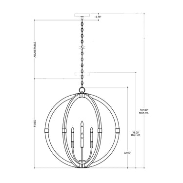 Currey & Company 9000-0941 Bastian Orb 6 Light Chandelier in Chateau Gray/Contemporary Silver Leaf 6