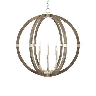 Currey & Company 9000-0941 Bastian Orb 6 Light Chandelier in Chateau Gray/Contemporary Silver Leaf 1