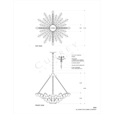 Currey & Company 9000 Quantum 4 Light Chandelier in Contemporary Silver Leaf 5