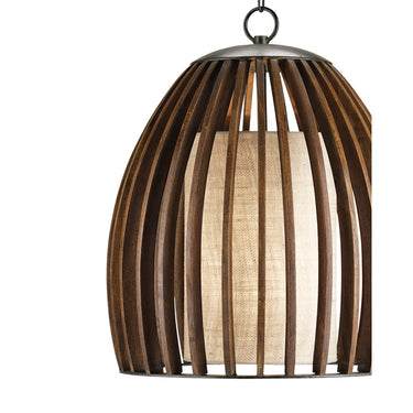 Currey & Company 9099 Carling Pendant in Old Iron/Polished Fruitwood 2