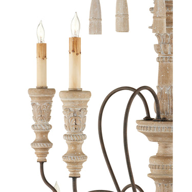 Currey & Company 91-C Hannah 12 Light Chandelier in Stockholm White/Rust 2