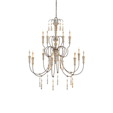 Currey & Company 91-C Hannah 12 Light Chandelier in Stockholm White/Rust 5