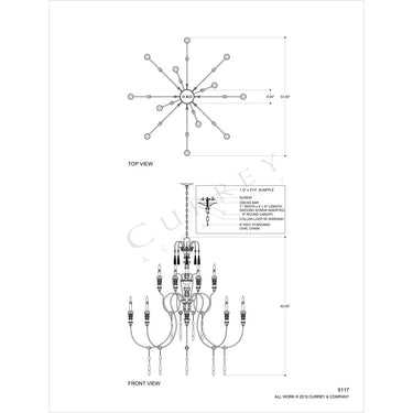 Currey & Company 91-C Hannah 12 Light Chandelier in Stockholm White/Rust 9