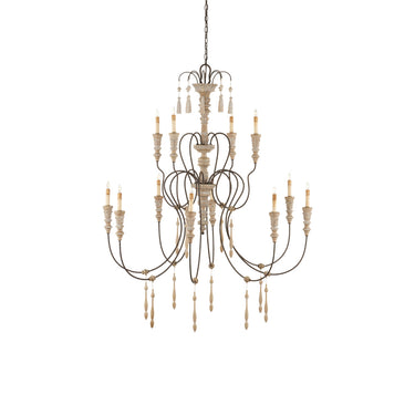 Currey & Company 91-C Hannah 12 Light Chandelier in Stockholm White/Rust 1