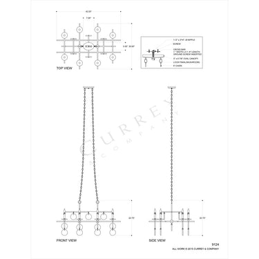 Currey & Company 9124 Sethos Rectangular 8 Light Chandelier in Old Iron 11