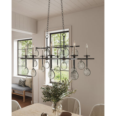 Currey & Company 9124 Sethos Rectangular 8 Light Chandelier in Old Iron 7