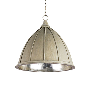 Currey & Company 9149 Fenchurch Pendant in Oyster Cream/Silver Leaf 1