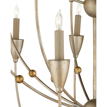 Currey & Company 9159 Paradox 28 Light Chandelier in Silver Granello/Gold Leaf 2