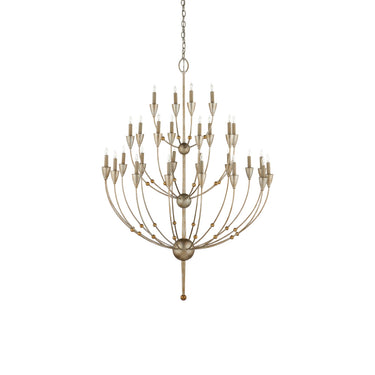 Currey & Company 9159 Paradox 28 Light Chandelier in Silver Granello/Gold Leaf 4